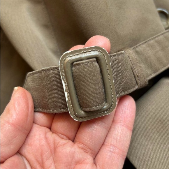 Vintage Khaki Trench Coat Sz 12 Double-Breasted Utility Removable Liner - Picture 3 of 8